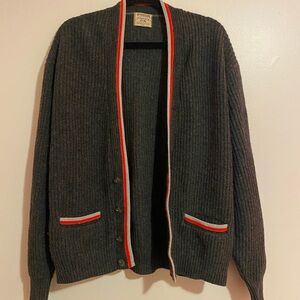 McGregor Gray Cardigan with Red and White Trim